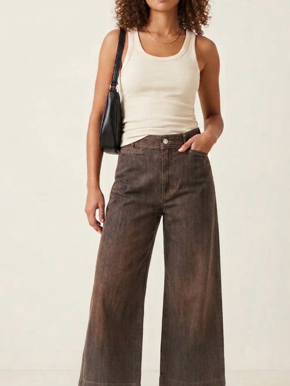 Pilcro Anthropologie Chicory Espresso browWide-Leg High-Rise Jeans Waist 27” NEW